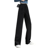 Zingj Wide Leg Pants Female Autumn Bf Large Size Fat Mm High Waist Show Thin Straight Tube Sense Suit Pants Female Professional Wear Summer-Outfit