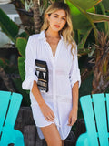 Bikini Cover-ups Long White Tunic Casual Summer Beach Dress Elegant Women Plus Size Beach Wear Swim Suit Cover