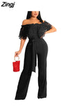 Off The Shoulder Slash Neck Overalls Jumpsuits Loose Jumpsuits For Women Rompers Lady Club Big Size Female