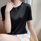 Zingj Summer Women's T-Shirt New Super Soft Bat Sleeve Simple Short-Sleeved Women's Top Bottom With Sleeveless Vest-Outfit