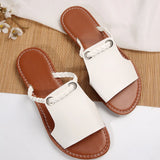 Zingj Size 2024 New Summer Slippers Women's Pure Color Woven Simple Everyday Beach