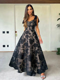 Lace Jacquard See Through Women Dress Sleeveless Tie Up Backless lace Long Dress Summer Party Ladies Bandage Party