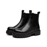 2025 New Black High Top Middle Cylinder British Wind Round Head Set Foot Men's Fashion Overalls Martin