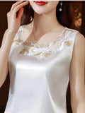 Womens Tops Satin Blouses for Women Women's Vest Lace Sleeveless Tank Top Floral Elegant Blouse Silk Women Clothing Ladies