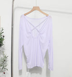 Real Shot Tiansi Mask Bare Back Long Sleeve Sunscreen Back Cross-Section Thin T-Shirt Shirt Top Woman