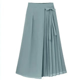 And Summer 2025 New Korean Version Of The Folding Chiffon Trousers Large Size Tight Waist Slack Trouser