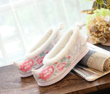 Zingj Shoes Hanfu Shoes Ancient Style Female Embroidered Cloth Shoes Inside The Raised Head Ancient Costume Shoes Cloth Shoes