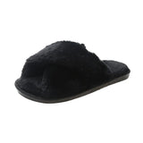 Zingj Slippers Female 2023 Autumn And Winter New Women Flat Toe Home Cross Plush Slippers- Outfit