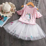 Toddler Girl Kids Set 2 Piece Girl Set Dresses Party Little Girl Clothes for Flamingo Girls Dress Summer Clothing 7