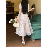 French Gentle Fairy Floral Collar Dress Women Summer Fat Mm Waist Thin Temperament Elegant