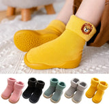 Winter Kids Warm Snow Shoes Socks Infant Boys Brushed Thick Sock Shoes Baby Girls Booties Soft Soles Toddler