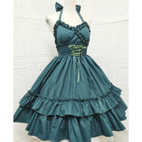 Kawaii Lolita Dress Women Girls JSK Cute Solid Tea Party Dresses Ruffles Cosplay Spring Summer