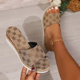 Zingj Summer New Ladies Slope With Thick Bottom Fish Mouth Slippers Large Size High Heel Cool Slippers