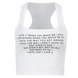 2024 New Letter Prints Of The Vest Street Trend Hot Girl To Repair Short Solid Color T-Shirt