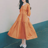 2022 Spring Summer Women New Fashion French Small Fresh Puff Sleeve Dress Elegant Parti Even Long Dress Women