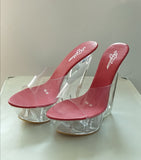 Zingj Korean Thick Platform Ultra High Heel Sandals High Transparent Special Crystal Shoe Waterproof Platform 15CM Wedge Wedge Women's