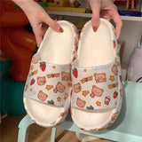 for women Bathroom Slippers Smile Bear Pattern Antislip House Zapatillas Casa Salle de Bain Flat Shoes