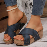 Cross-Slippers With Thick Bottom Slippers Female Toe Loose Cake And Retro Beach Cool Slippers
