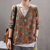 women's sweater 2021 new spring and autumn Korean version loose lazy knit printing cardigan women autumn and