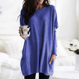 Autumn Pullover Casual Round Neck Long Sleeve Pocket T-shirt