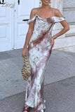 Tie Dye Slip Dress Woman Off Shoulder Long Dresses For Women Summer Chic And Elegant Evening Dress 2023 Sexy Party