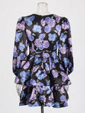 Gentle Style Dress Women 2025 Spring New Sweet Fresh Fashion Bubble Sleeve Print Short Ponve