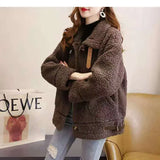 Lamb Wool Jacket Women Autumn Winter Warm Soft Short Fur Jacket Coat Female Plush Overcoat Casual femininos