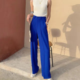 Capris Pants for Women High Waist Spring Summer Thin Casual Women's Pants New Style Loose Solid Fashion Suit Pants