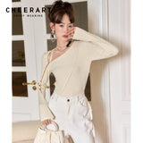 2022 Fashion Women Skew Collar Long Sleeve Knit Top Hollow Out Sexy Tees Beige Black T Shirt Designer Ladies