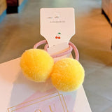 Pcs/lot Small Solid Double Fur Ball Elastic Hair Bands For Cute Girls Boutique Hair Ropes Ties Headwear Kids Hair
