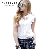 100% Cotton Sleeveless Women Blouse Summer Style Shirt Women White Blouse Female Top Ladies Office Shirts For
