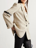 Small Suit 2025 Autumn New Suit Collar Long Sleeve Folding Sleeve Belt Buckle Design Sense Coat