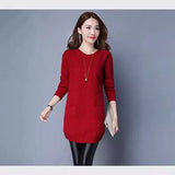 Zingj Korean Version Of The Long Round Collar Long Sleeve Slim Sleeve Knit Bottom Shirt Autumn And Winter New Pure Color Sweater Female Tide-Outfit