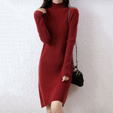 Zingj Winter Money Small Slim Show Thin Bottom Shirt To Keep Warm Simple Pure Color Shirt Female Half High Collar Long Sweater-Outfit