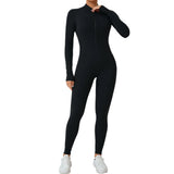 Zingj Zipper Detachable Chest Pad Long Sleeve Yoga Conjoined Suit High Intensity Fitness Exercise Conjoined Tights-Outfit