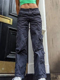 Washed Pocket Solid Cargo Pants- Outfit