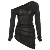 2025 Autumn New Women's Hottie Pure Desire Design Thin Perspective Irregular Waist Repair