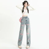 Waisted Straight Jeans For Y2k Women Streetwear Summer Korean Dongdaemun 2023 Femme Pants Baggy Blue Denim Trousers