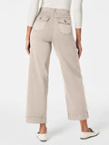Elastic Loose Wide Leg Straight Leg Jeans Nine Minutes Pants-Outfit