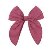 Solid Color Large Bowknot Hair Clips For Cute Girls Cotton Linen Handmade Hairpins Boutique Barrettes Kids Hair
