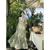 Zingj Break Broken Flower Condole Belt Dress Female Waist Show Thin Temperament Senior Feeling Hot Girl Long