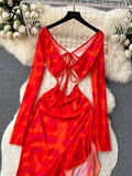 Summer Beach Vacation Long Dress Women Backless Lace Up Cross Bandage V Neck Hollow Out New Streetwear Slim Sexy