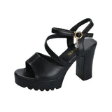 Zingj Female Summer Thick With Thick Bottom Water Platform 2023 New Korean Version Of The Fish Mouth A Word With High Heels Chaobai Build Women's Shoes- Outfit