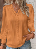 Zingj Wise Style Autumn Long Sleeve V Collar Lace Splicing