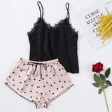 And Summer New Ice Silk Pajamas Women's Print Shorts Fashion Sexy Slip Dress Suit Home