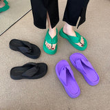 Fire Thick Bottom Flip-Flops Women Wear 2025 New Net Red Niche Feel Cool Toe Beach