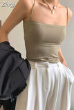 Women Sleeveless Spaghetti Strap Sexy Elastic Fashion All-match Simple Solid Korean Style Skinny Girls Streetwear