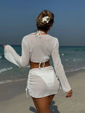 2025 New Solid Color Sexy Summer New Beach Resort In Wind Four-Piece Split