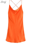 Summer Slip Dress Women 2023 Tie Dye Satin Short Woman Dresses Strappy Sexy Backless Strap Mini Dress Club Party