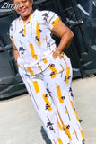 Zingj Piece Women Sets 2023 New Arrival Spring Summer Matching Sets Stripe Print Two Pieces Sets Top Pants Suits Outfits Clothing 211-0-Outfit